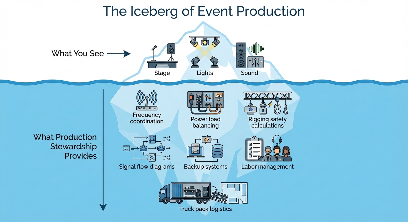 The Iceberg of Event Production